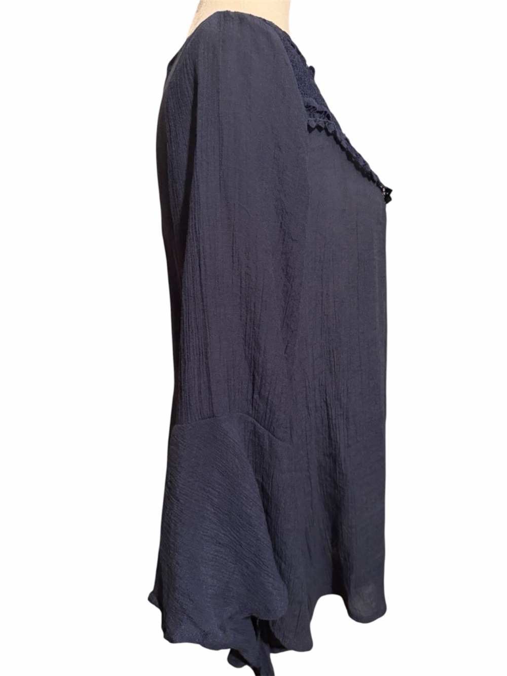 Tantrums Navy Crochet Yoke Long-Sleeve Top - Picture 4 of 9